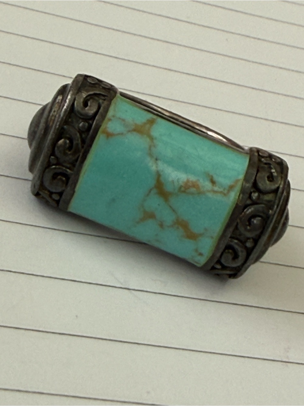 Vintage Turquoise Stone Silver Women's Ring - Turquoise